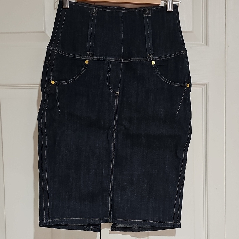 Younique High-Waisted Button-Front Denim Skirt (Size S)